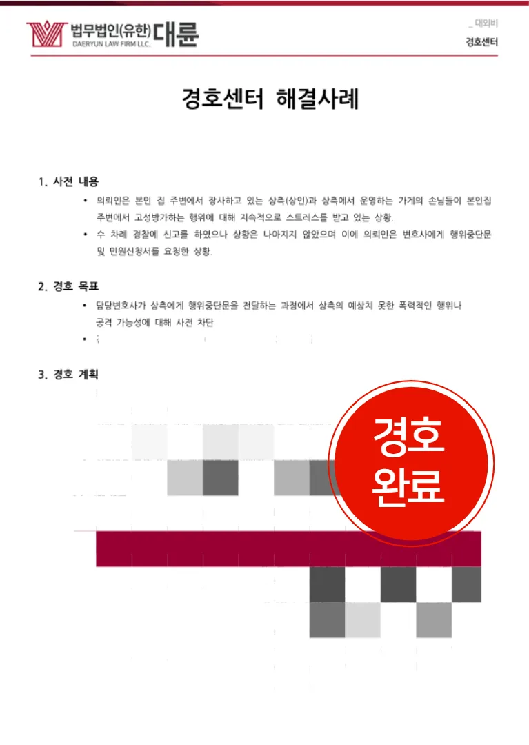 내용증명 - 경호완료보고서 내용증명ㅣ노상방뇨·고성방가 항의하자 폭력… 변호사 내용증명 전달하며 신변 보호